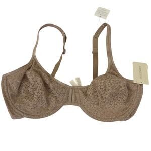 ON GOSSAMER Optical Illusion Unlined light Support patterned Mesh Bra Size 34DD